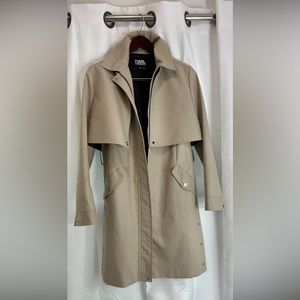 Karl khaki trench with belt loops.  Size 10